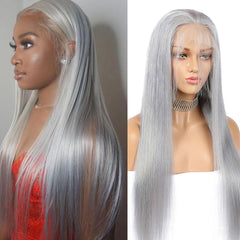 Grey Wigs Human Hair Silver Grey Lace Front Colored Wigs SULMY | SULMY.
