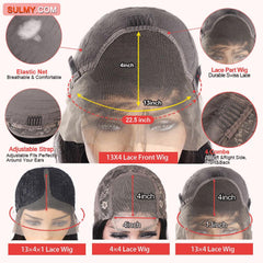 Lace Front Human Hair Wigs 13x4 Lace Wig Silky Straight, Pre-plucked, 180% Density-SULMY | SULMY.