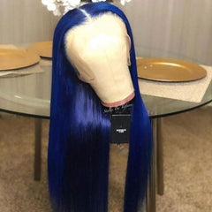 Midnight Blue Human Hair Wigs Lace Front Dark Blue Straight Wigs SULMY | SULMY.