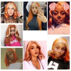 Orange Hair Weave Bundles With Blonde Closure Streaks In Front | SULMY.