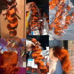 Orange Hair Weave Bundles With Frontal Body Wave | SULMY.