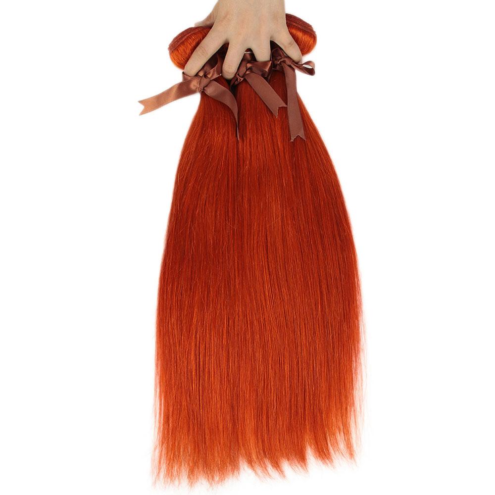 Orange Hair Weave Bundles With Closure Straight | SULMY.