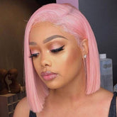 Pink Bob Lace Front Wig Colored Short Human Hair Wigs -SULMY | SULMY.