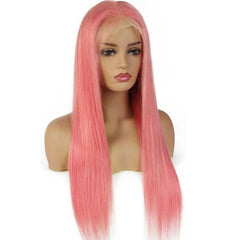 Pink Lace Front Wigs Long Human Hair Wig | SULMY.
