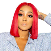 Red Bob Lace Front Wig Colored Short Human Hair Wigs -SULMY | SULMY.