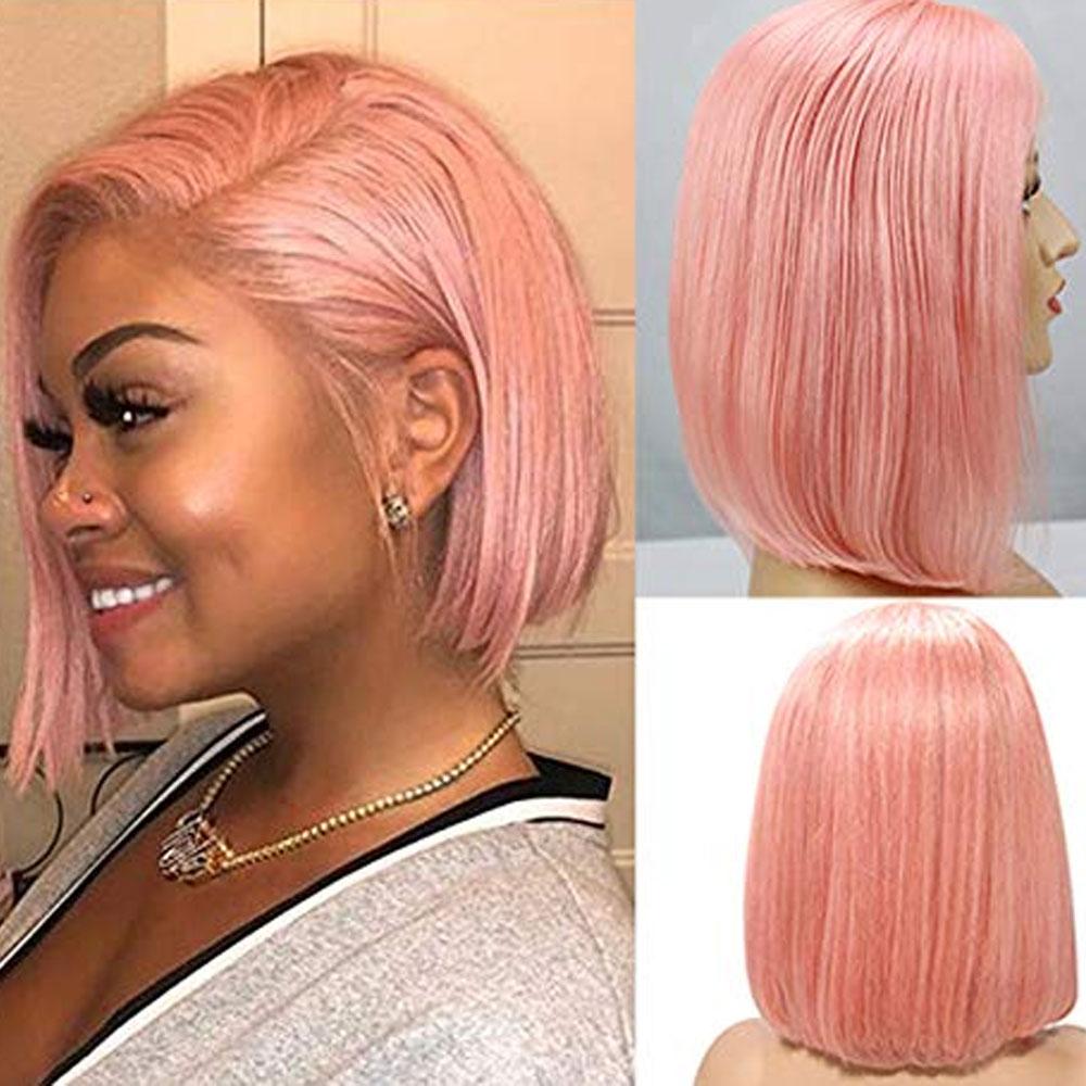 Rose Pink Bob Lace Front Wig Colored Short Human Hair Wigs -SULMY | SULMY.