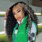 SULMY Deep Wave Wig With Blonde Highlights 100% Human Hair