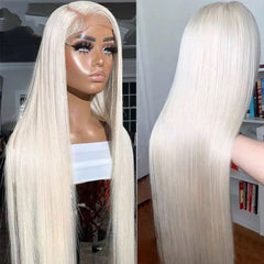 SULMY White Wig Human Hair