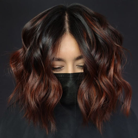 Dark Short Wigs with Highlights for Women Caucasian 100% Human Hair