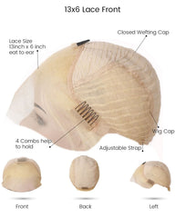 SULMY Streaky Dark Ash Blonde Wigs 100% Real Human Hair for Caucasian Women