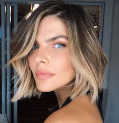 Blonde Highlights Wigs with a Few Waves for Women Caucasian 100% Human Hair