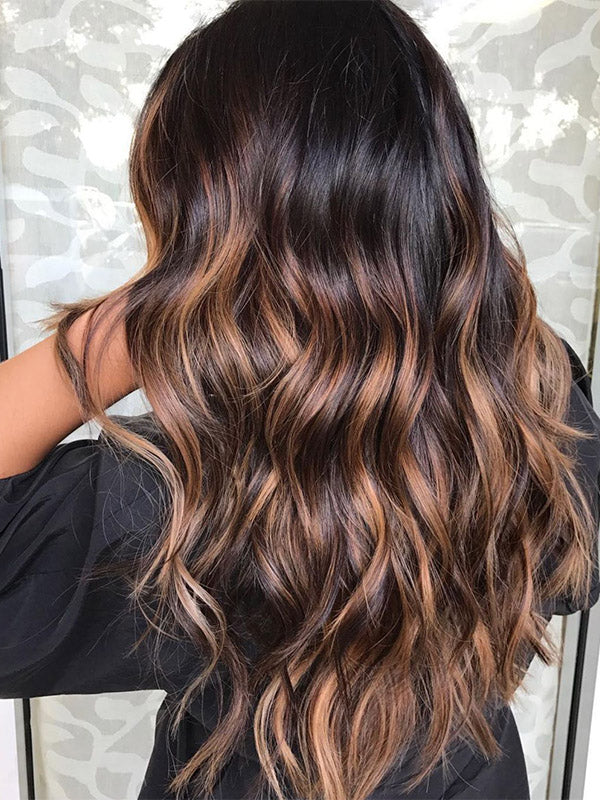 Ombre Brown Mixed Color Lace Front Wigs for White Women 100% Human Hair