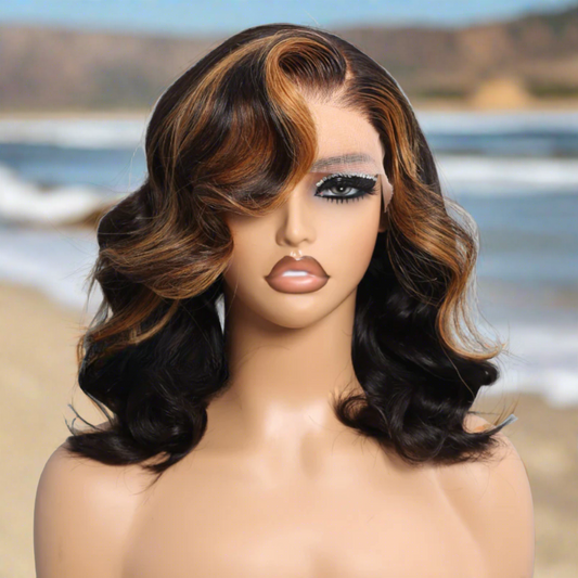 #30 Highlight Color Loose Body Wave Bob 13x4 Lace Wigs 100% Human Hair