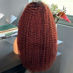 Afro Curly Easy-Wear Glueless Ombre Brown Color Wigs 100% Human Hair