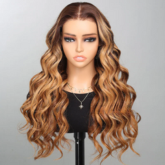 Ombre Ginger Highlights Wigs 100% Real Human Hair
