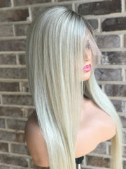 SULMY Ombre Platinum Blonde Lace Front Wigs for White Women 100% Human Hair