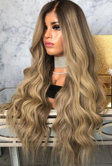 SULMY Long Ombre Brown Lace Front Wigs for White Women 100% Human Hair