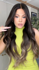 SULMY Black to Warm Gray Ombre Wigs 100% Real Human Hair for Caucasian 180% Density