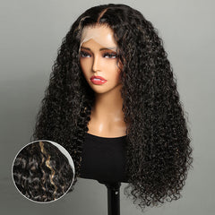 Highlights #27 Colored Human Hair Wig Jerry Curly Breathable Cap Free Part