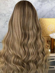 SULMY Long Ombre Brown Lace Front Wigs for White Women 100% Human Hair