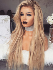 SULMY Long Ombre Blonde Human Lace Front Wigs for White Women 100% Human Wigs