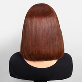 #4 Chestnut Brown Bob Straight Highlight Colored 4x4 Lace Glueless Human Hair Wig