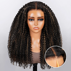 Afro Curly  #27 Highlight Colored Free Part Human Hair Wigs