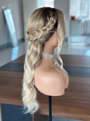 SULMY Beige Blonde with Subtle Face Framing Wigs 100% Real Human Hair for Caucasian