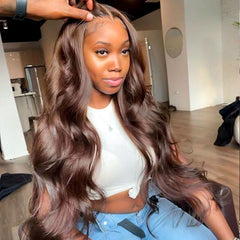 Glueless Dark Brown #4 Colored Loose Body Human Hair Wigs Beginner-Friendly