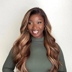 Ombre Ginger Highlights Wigs 100% Real Human Hair