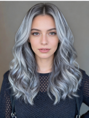 SULMY Balayage Salt and Pepper Wigs 100% Real Human Hair for Caucasian Women