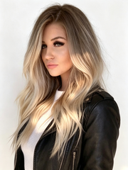 SULMY Long Ombre Blonde Human Lace Front Wigs for White Women 100% Human Hair