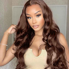 Glueless Dark Brown #4 Colored Loose Body Human Hair Wigs Beginner-Friendly