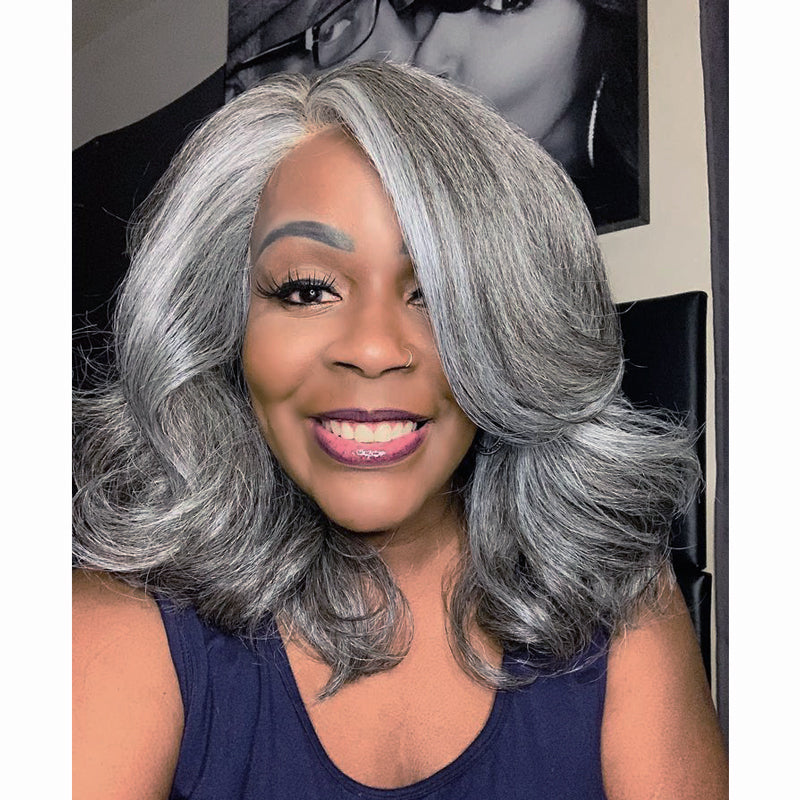 Salt and Pepper Human Hair Wigs 180% Density – SULMY