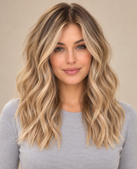 SULMY Subtle Honey Blonde Balayage Wigs-Long Version — front view, AI-generated visualization [transfer:15428200038620-front]