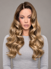 SULMY Ombre Honey Blonde Wavy Wigs 100% Real Human Hair for Caucasian 180% Density — front view, AI-generated visualization [transfer:15428203970780-front]