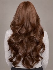 SULMY Ombre Brown Wavy Wigs 100% Real Human Hair for Caucasian 180% Density — back view, AI-generated visualization [transfer:15428204003548-back]