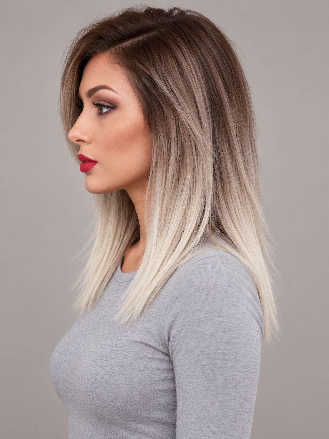SULMY Ombre Blonde Short Bob Human Wigs Lace Front Wigs Preplucked Hairline with Baby Hair — side view, AI-generated visualization [transfer:15428210163932-side]