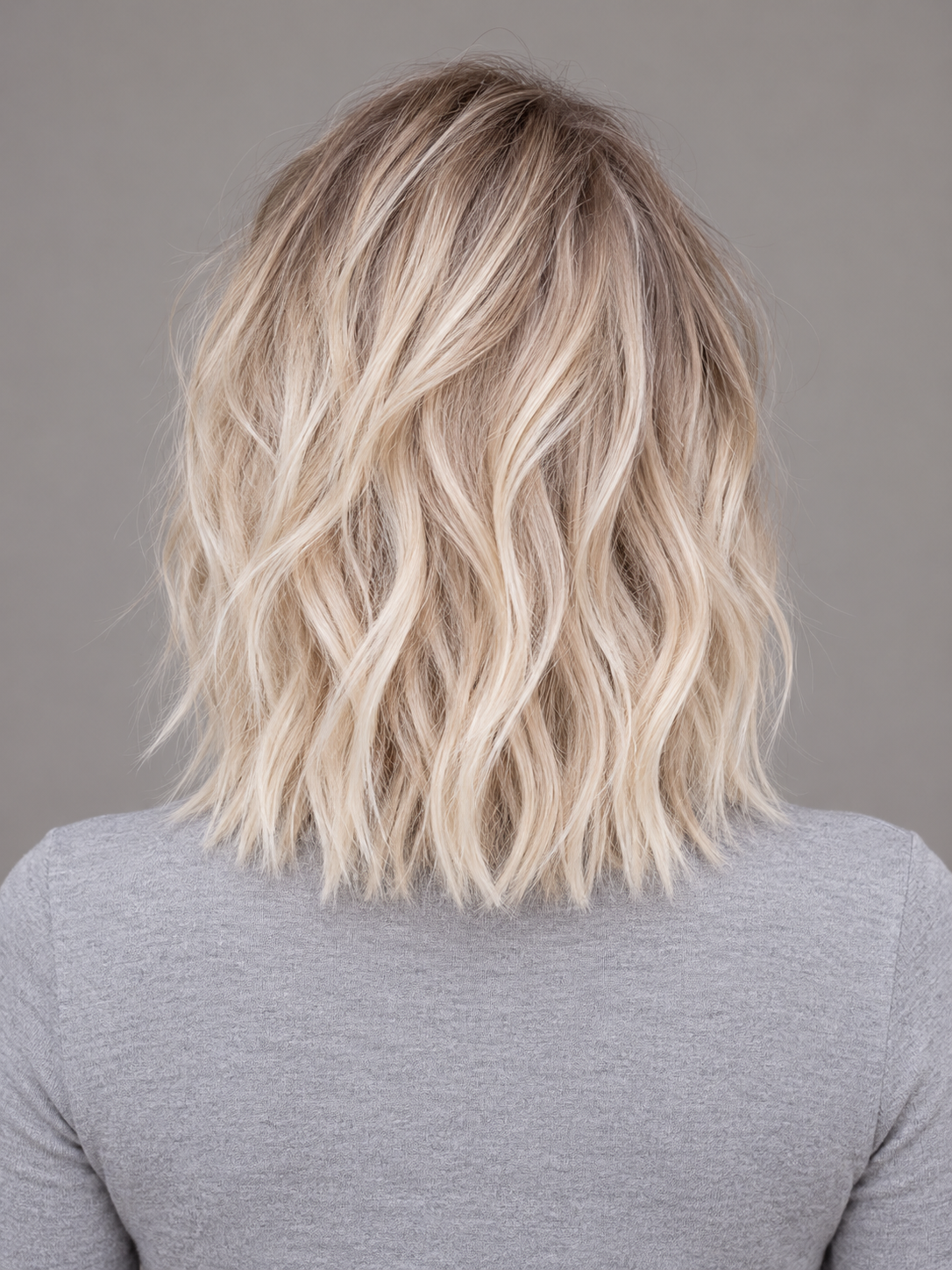 SULMY Ombre Short Blonde Lace Front Wigs 360 Wigs for White Women 100% Human Hair — back view, AI-generated visualization [transfer:15428211343580-back]