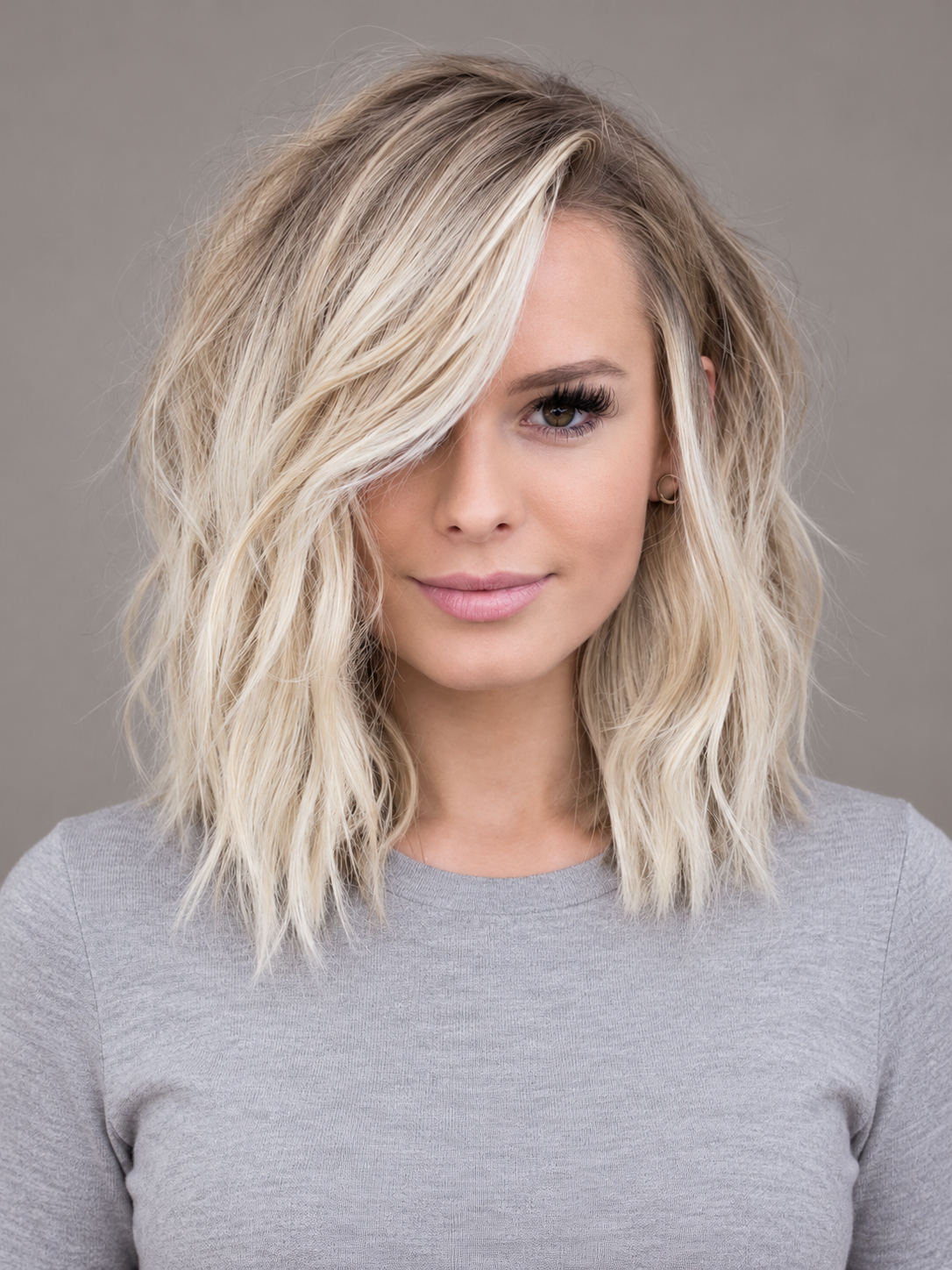 SULMY Ombre Short Blonde Lace Front Wigs 360 Wigs for White Women 100% Human Hair — front view, AI-generated visualization [transfer:15428211343580-front]