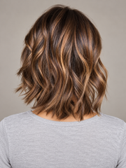 SULMY Mixed Color Short Bob Wavy Human Hair Wigs Highlight Wigs for White Women — back view, AI-generated visualization [transfer:15428211671260-back]
