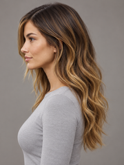 SULMY Blonde Layered Long Loose Front Wigs for White Women 100% Human Hair — side view, AI-generated visualization [transfer:15428212326620-side]