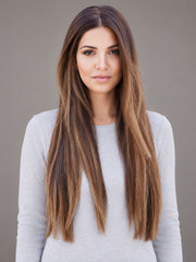 SULMY Ombre Dark Brown Lace Front Wig for White Women 100% Human Hair — front view, AI-generated visualization [transfer:15428212752604-front]