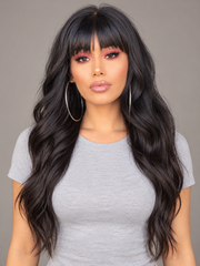 SULMY Body Wave Human Hair Wigs with Bangs for White Women 100% Human Hair — front view, AI-generated visualization [transfer:15428212916444-front]