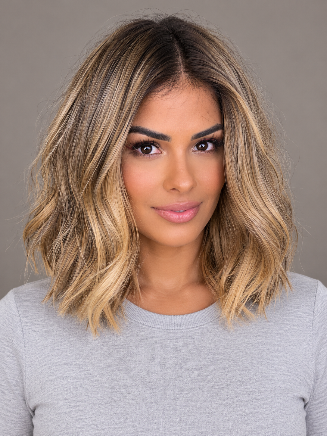 SULMY Dirty Blonde Wigs with Balayage for Women Caucasian 100% Human Hair — front view, AI-generated visualization [transfer:15428215439580-front]