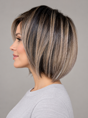 SULMY Royal Gray Balayage Lob Wigs for Women Caucasian 100% Human Hair — side view, AI-generated visualization [transfer:15428215668956-side]
