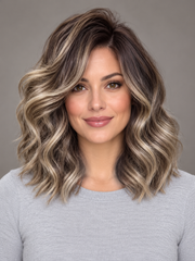 SULMY Ash Bronde Short Balayage Wigs for Women Caucasian 100% Human Hair — front view, AI-generated visualization [transfer:15428216029404-front]
