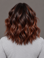 SULMY Dark Short Wigs with Highlights for Women Caucasian 100% Human Hair — back view, AI-generated visualization [transfer:15428216094940-back]