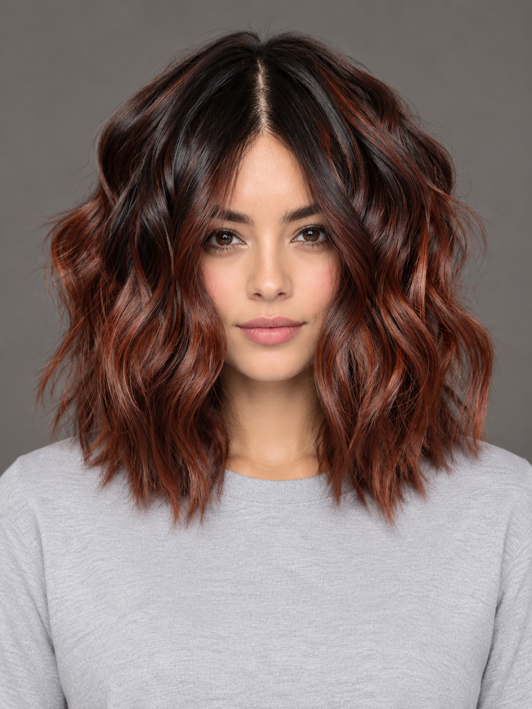 SULMY Dark Short Wigs with Highlights for Women Caucasian 100% Human Hair — front view, AI-generated visualization [transfer:15428216094940-front]