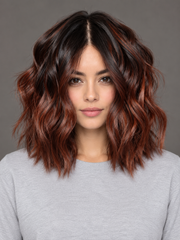 SULMY Dark Short Wigs with Highlights for Women Caucasian 100% Human Hair — front view, AI-generated visualization [transfer:15428216094940-front]